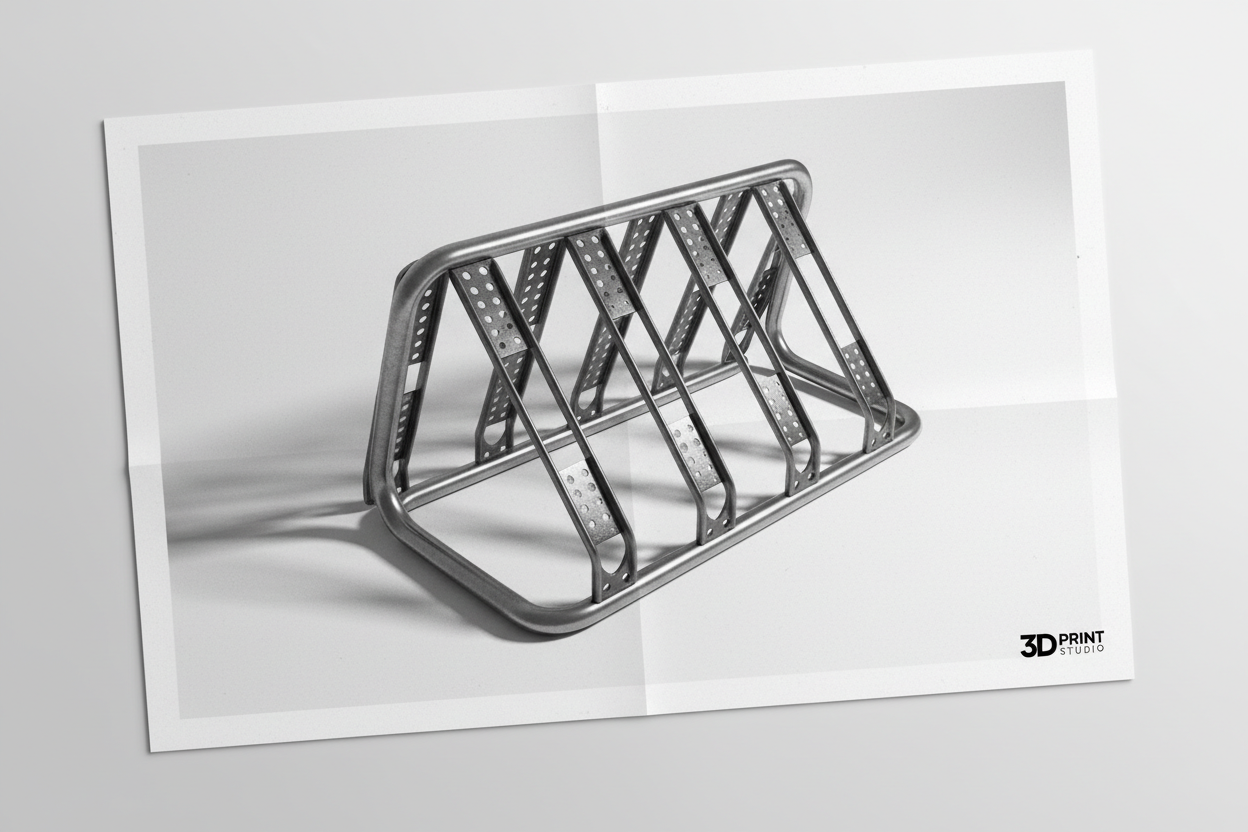 Luo tulostettu 3D kuva polkypyörän telineestä